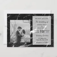 Black Marble Photo Wedding Invitations