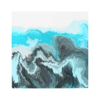 Aqua Blue Gray and Black Waves Abstract Modern Art