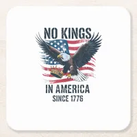 No Kings In America Since 1776 Minimal Clean Square Paper Coaster
