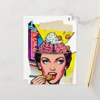 Surreal Abstract Person with Cookies on Her Brain Postcard