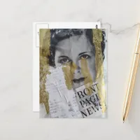 black white gold Front Page News lady collage Postcard