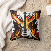 Bold guitar design with vivid colors throw pillow