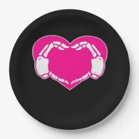 Heart Skeleton Hands Gothic Valentine  Classic Paper Plates