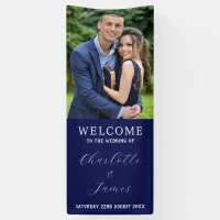 Happy Couple Photo | Blue Wedding Welcome Banner