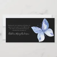 Blue Butterfly Funeral Thank You Card