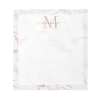 Chic Rose Gold Foil Marble Monogram Notepad