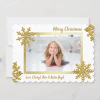 Classy Gold and White Custom Photo Christmas Invitation