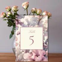Elegant Blush Floral Wedding Table Number Sign