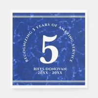 Elegant Blue Marble 5 Years Work Anniversary Napkins