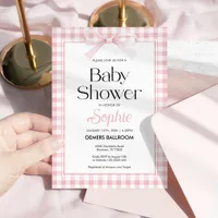 Pink Bow Baby Shower Invitation