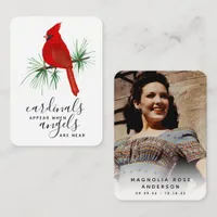 Cardinal Photo Sympathy Funeral Memorial Card