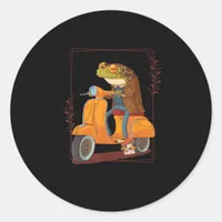Frog  Scooter Mushroom Goblincore Academia Aesthet Classic Round Sticker