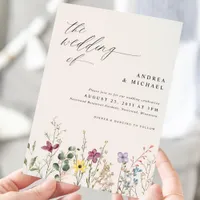  Wildflower Wedding Boho Elegant Cream Invitation