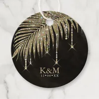 Jewel Palm Leaf Wedding Gold ID830 Favor Tags