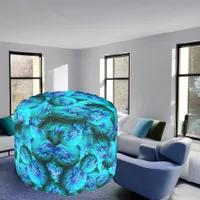 Abstract turquoise bubbles pattern pouf