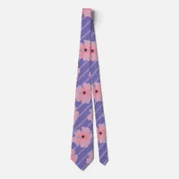 Pink Flowers And Stripes Neck Tie