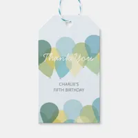 Cute Blue Green Balloons Thank You Gift Tags