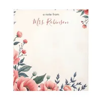 Personalized Vintage Floral Accent Teacher  Notepad