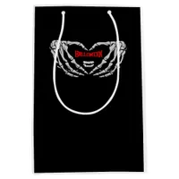 Skeleton Hands Folded In A Heart Funny Halloween Medium Gift Bag