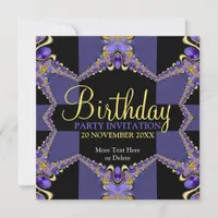 Purple Modern Girls Birthday Party Invitations