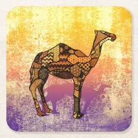 Abstract Collage Ozzy the Camel ID102 Square Paper Coaster