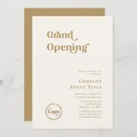 Modern Chic Gold Typography Grand Opening Company Invitation