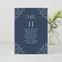 Elegant Navy Blue Wedding Seating Chart Sign Card