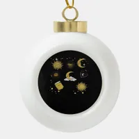 Whimsigoth Sun Moon Witchy Classic Ceramic Ball Christmas Ornament