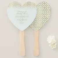 Geometric Wedding Party Supplies Gold/Mint ID477 Hand Fan