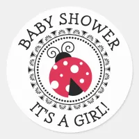 Red Ladybug Girl Baby Shower Stickers