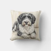 Watercolor Portuguese Water Dog Pillow Cover