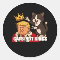 No Kings Anti Cats Funny Classic Style Classic Round Sticker