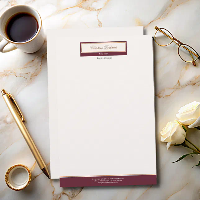 Classy Burgundy Ivory Stationery