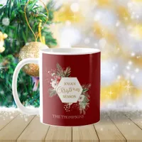 Simple Watercolor Winter Botanical Red Holiday Coffee Mug