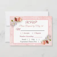 Burgundy Blush Pink Rose Gold Wedding RSVP card