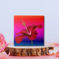 Red Hibiscus Flower Side View Tile