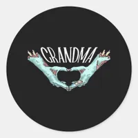 Grandma Zombie Hand Heart Halloween Costume Family Classic Round Sticker