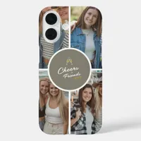 Personalized Cheers to Friends 4 Photo Collage iPhone 16 Case