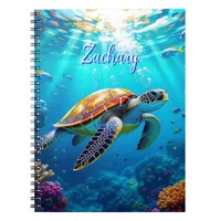 Sea Turtle Colorful Underwater Scene   Notebook