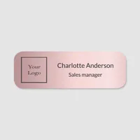 Business logo blush pink employee elegant name tag