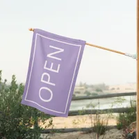 Lavender Purple Open Sign Minimal Business Flag