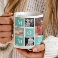 Mom Photo Collage Teal Mothers Day Coffee Mug