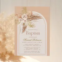 Boho Rose Baptism Invitation