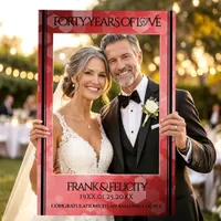 Elegant 40th Ruby Wedding Anniversary Celebration Selfie Frame