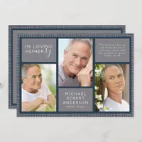 Masculine Geometric Photo Collage Funeral Sympathy Thank You Card