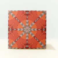 Red Orange Gray Ethnic Bohemian Folk Art Pattern Ceramic Tile