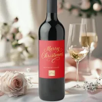 Christmas red gold business logo wine label