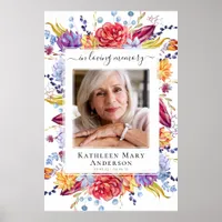 Large Floral Photo In Loving Memory Memorial Poster