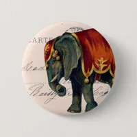 Vintage Elephant Postcard Digital Art Button