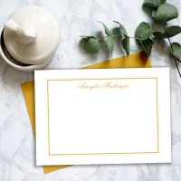 Retro Golden Mustard Yellow and White Personalized Note Card